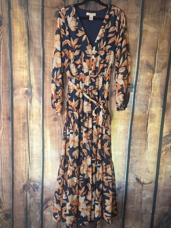 Flying Tomato Dresses & Skirts - Flying Tomato Large Navy  Dress with Cream & Tan Floral Print